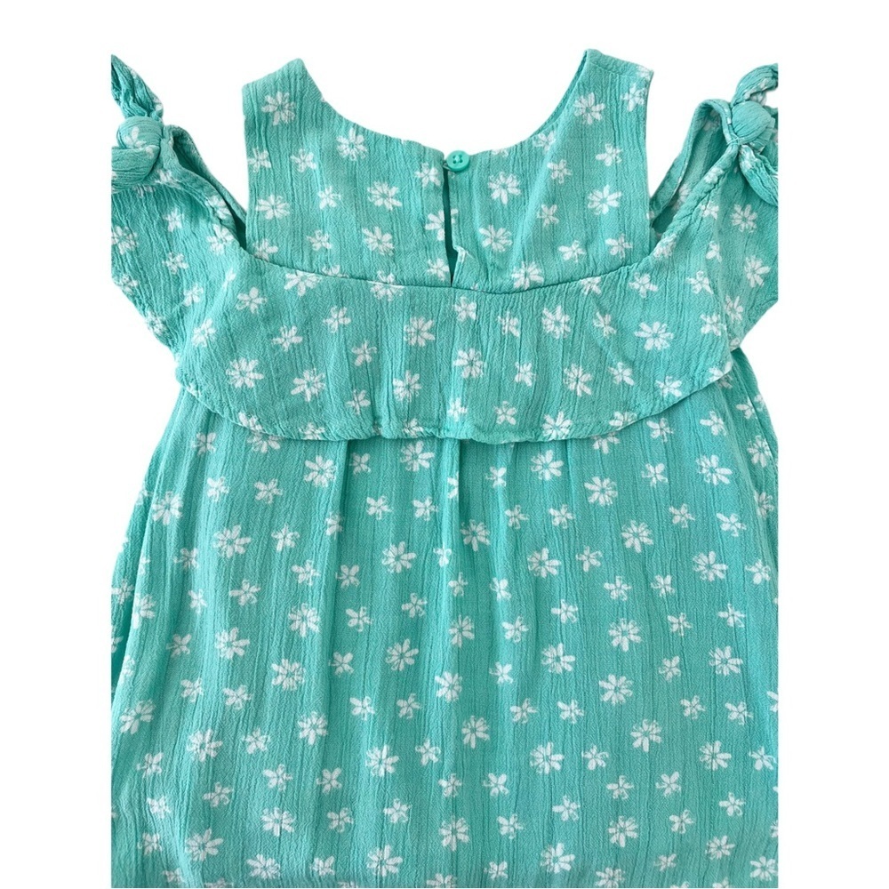 Cat & Jack Teal & White Floral Ruffle Kids Dress | Baby Girl 18 Months - Picture 4 of 6
